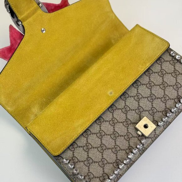 Gucci GG Logo Supreme Medium Dionysus Shoulder Bag With Diamond - Picture 8 of 9